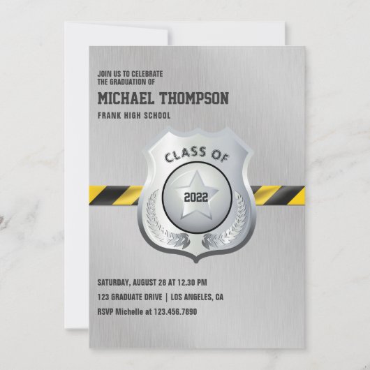 警察をテーマにした卒業パーティー招待状 招待状 (正面)