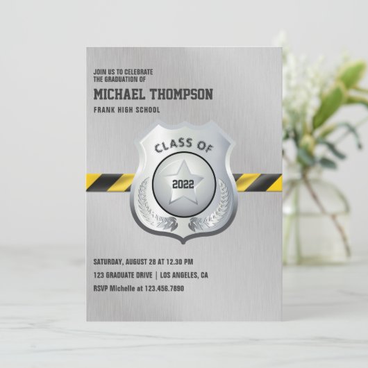 警察をテーマにした卒業パーティー招待状 招待状 (スタンド正面)