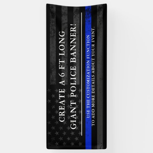 警察をテーマにした米国国旗の背景6フィート 横断幕 (縦)
