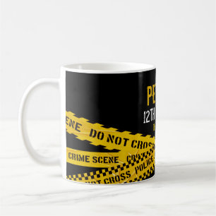 警察をテーマにした誕生日と警察テープデザイン コーヒーマグカップ