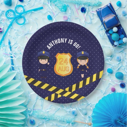 警察をテーマにした誕生日パパーソナライズされたーティ ペーパープレート (パーティー)