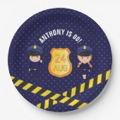 警察をテーマにした誕生日パパーソナライズされたーティ ペーパープレート (正面)