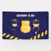 警察をテーマにした誕生日パパーソナライズされたーティ 横断幕 (横)