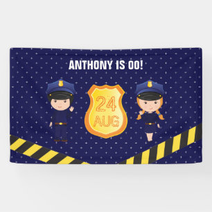 警察をテーマにした誕生日パパーソナライズされたーティ 横断幕