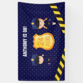 警察をテーマにした誕生日パパーソナライズされたーティ 横断幕 (縦)