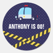 警察をテーマにした誕生日パーティーゲストのお願い ラウンドシール (正面)