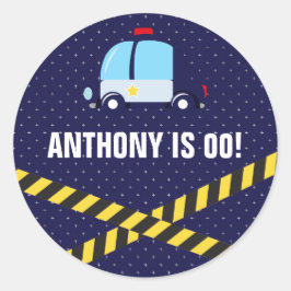 警察をテーマにした誕生日パーティーゲストのお願い ラウンドシール