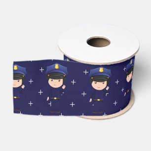 警察をテーマにした警官と強盗の誕生日パーティー グログランリボン