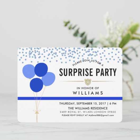 警察をテーマにした驚きのパーティー 招待状 (スタンド正面)