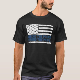 警察を擁護してメディア·アメリカン·フラッグから撤退 Tシャツ