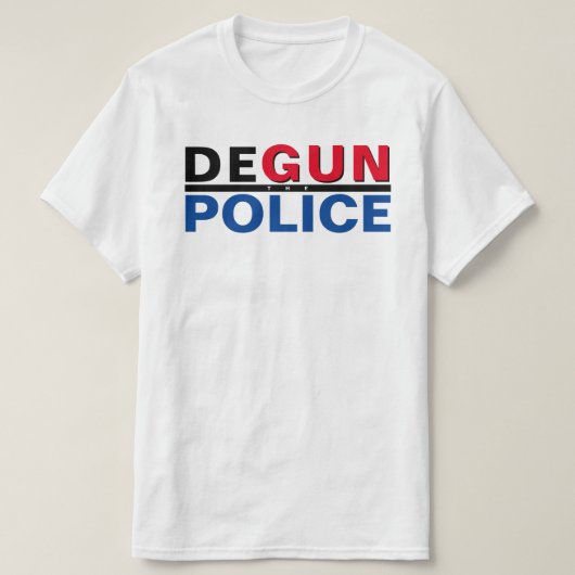 警察を銃で撃つ Tシャツ (デザイン正面)
