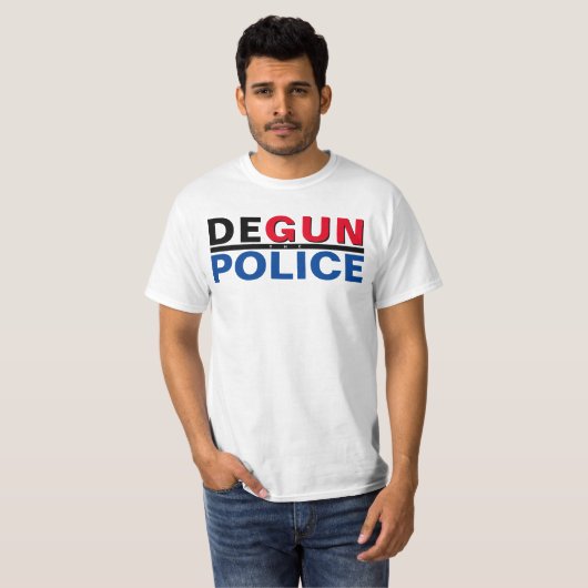 警察を銃で撃つ Tシャツ (正面フル)