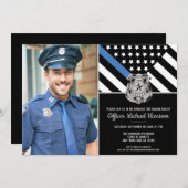 警察アカデミー卒業式 法執行機関の写真 招待状 (正面/裏面)