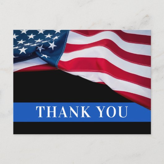 警察アメリカ国旗の法執行機関ありがとう ポストカード (正面)
