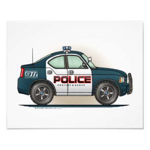 警察インターセプターカー警官の車 フォトプリント
