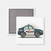 警察インターセプターカー警官カー正方形マグネット マグネット (正面/裏面)