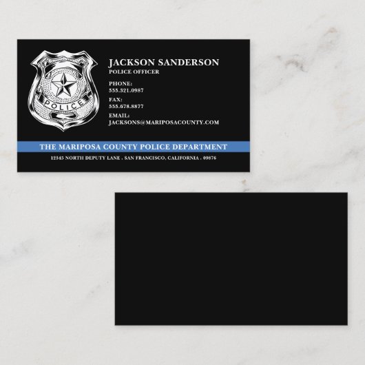 警察カスタムロゴ法執行部 名刺 (正面/裏面)