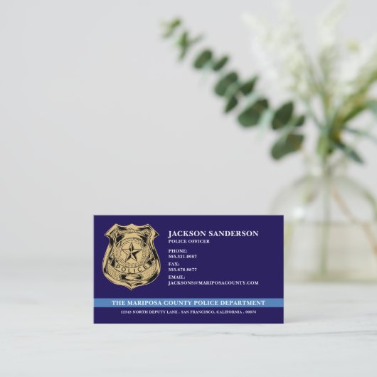 警察カスタム法執行ロゴ 名刺 (スタンド正面)