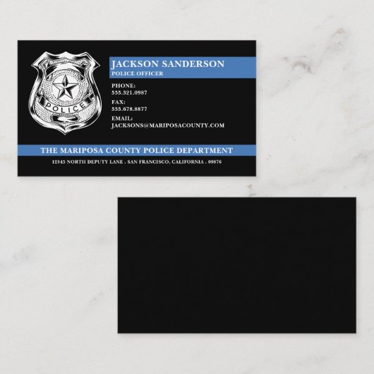 警察カスタム法執行ロゴ 名刺 (正面/裏面)