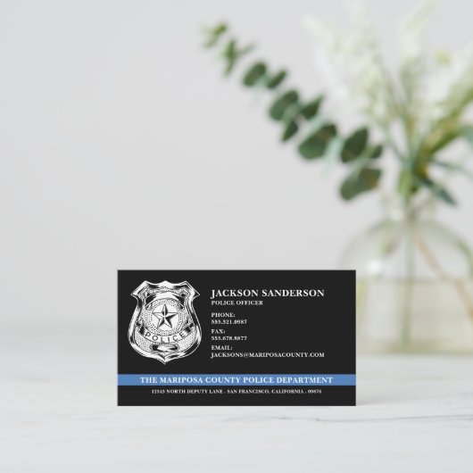 警察カスタム法執行ロゴ 名刺 (スタンド正面)