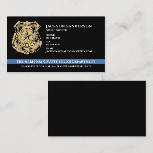 警察カスタム法執行ロゴ 名刺 (正面/裏面)