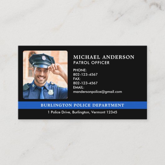 警察カスタム法執行写真 名刺 (正面)