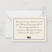 警察カスタム法執行感謝状 ノートカード (裏面)