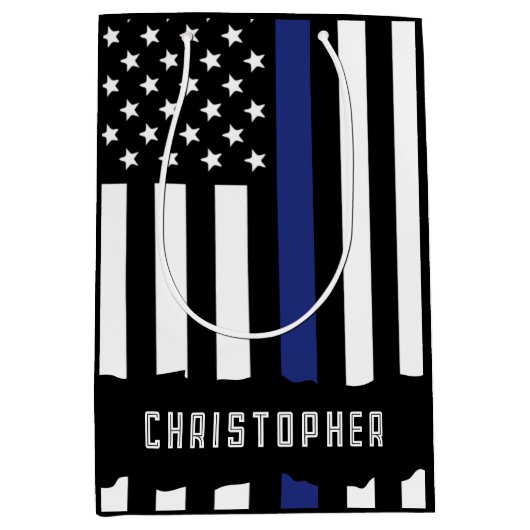 警察カスタム法執行感謝状 ミディアムペーパーバッグ (正面)