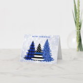 警察クリスマスシンブルーライングリッタープレイドツリー シーズンカード (正面)