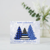 警察クリスマスシンブルーラインプレイドグリッターツリー シーズンポストカード (スタンド正面)