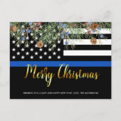 警察クリスマスシンブルーライン法執行H シーズンポストカード (正面)