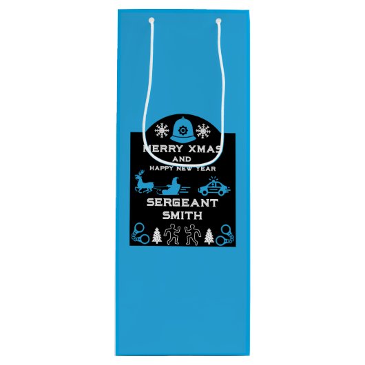 警察クリスマス装飾ボトル ワインギフトバッグ (正面)