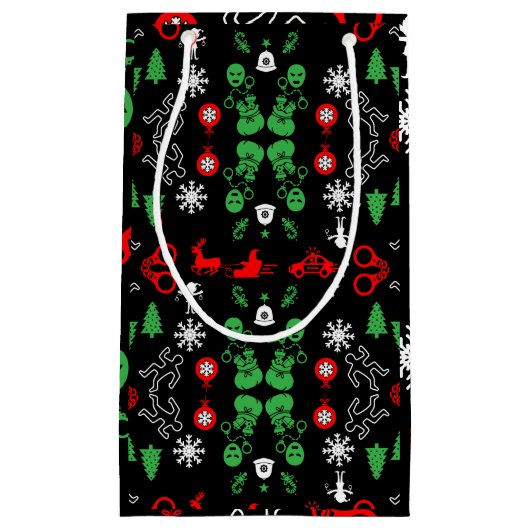 警察クリスマス装飾品 スモールペーパーバッグ (正面)