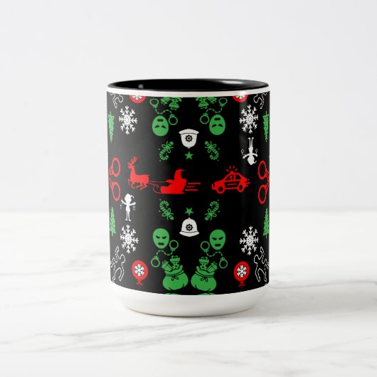 警察クリスマス装飾品 ツートーンマグカップ (中央)