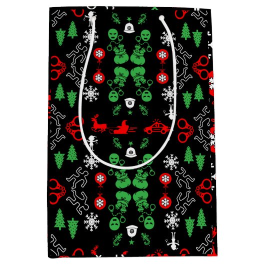 警察クリスマス装飾品 ミディアムペーパーバッグ (正面)