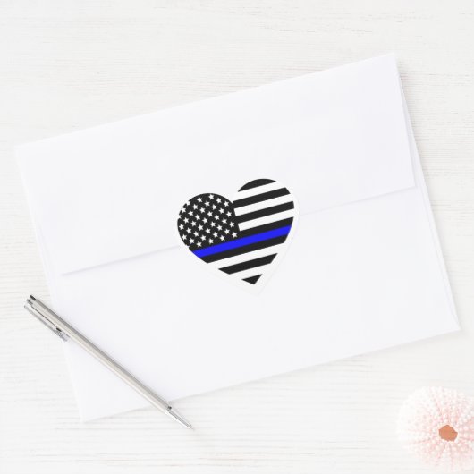 警察サポート旗ハート型シール ハートシール (封筒)