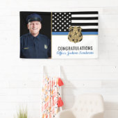 警察シンブルーラインおめでとう写真退職 横断幕 (インサイチュ)