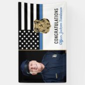 警察シンブルーラインおめでとう写真退職 横断幕 (縦)