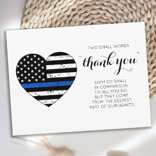 警察シンブルーラインアメリカ国旗ハートありがとう ポストカード