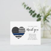 警察シンブルーラインアメリカ国旗ハートありがとう ポストカード (スタンド正面)