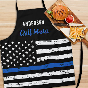 警察シンブルーライングリルマスターBBQ エプロン