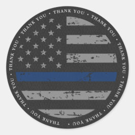 警察シンブルーラインヴィンテージ旗ありがとう ラウンドシール