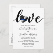 警察シンブルーライン結婚ハート 案内ポストカード (正面/裏面)