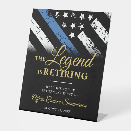 警察シンブルーライン退職パーティー歓迎 台座サイン (正面)