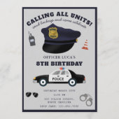警察テーマのポリスマン・コップの誕生日パーティー 招待状 (正面)
