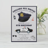 警察テーマのポリスマン・コップの誕生日パーティー 招待状 (スタンド正面)
