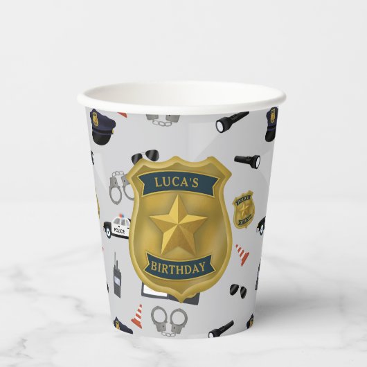 警察テーマのポリスマン・警察官の誕生日 紙コップ (正面)
