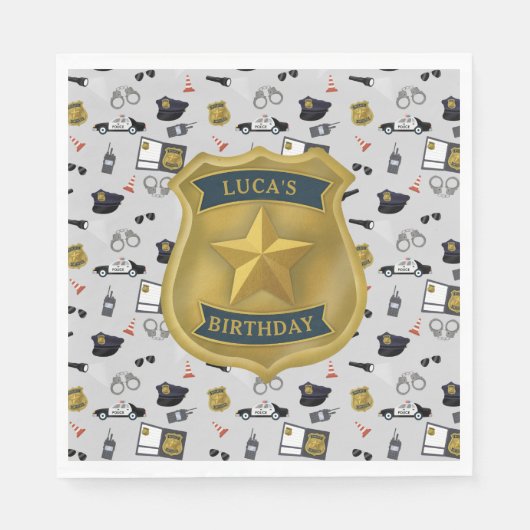 警察テーマ 警官 誕生日 スタンダードランチョンナプキン (正面)