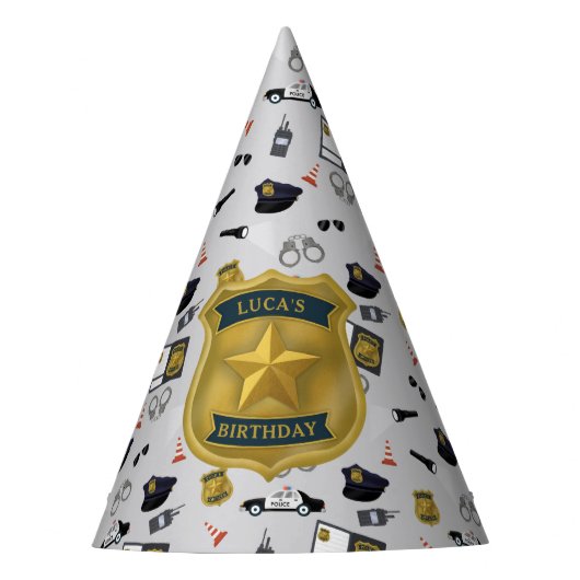 警察テーマ 警官 誕生日 パーティーハット (正面)
