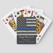 警察ハッピーリタイアメントフラッグ薄い青い線 トランプ (裏面)